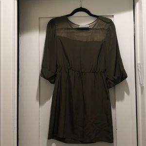 Olive green silk dress